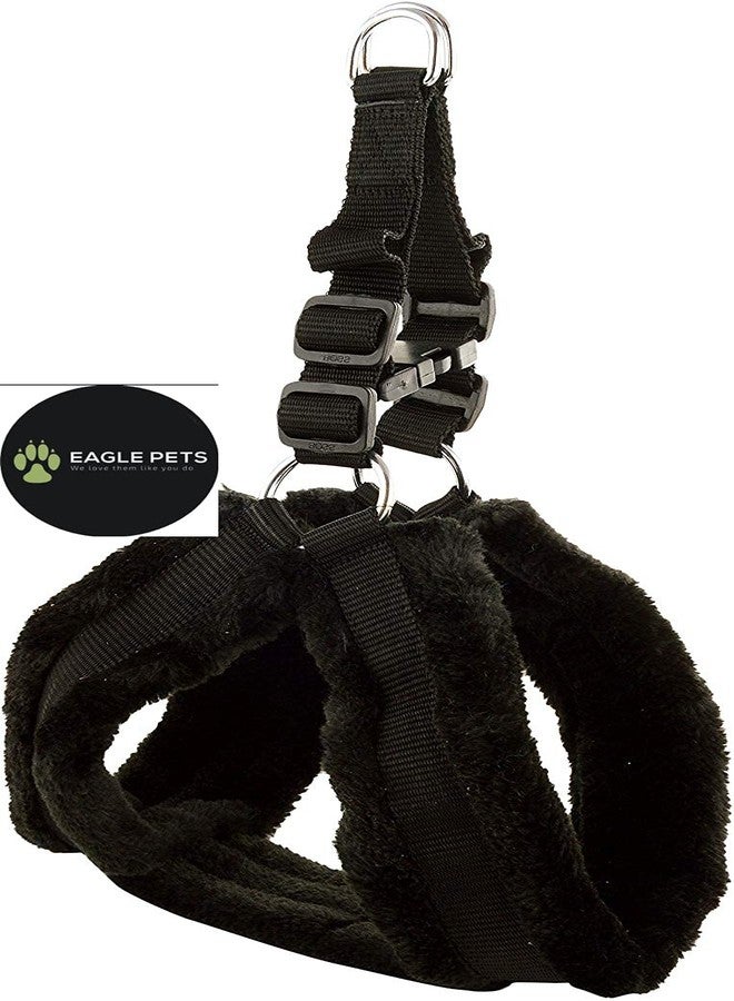 Eagle pets Harness for Medium Dogs Feather Soft Fur Padded Nylon Dog Harness, Dog Vest Harness Body Belt & Rope.Best for 18-28kg Dogs. (Black, Large) - Image 2